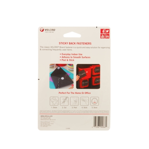 VELCRO Brand 90086 Fastener, 3/4 in W, 5 ft L, Nylon, Black, 5 lb, Rubber Adhesive - Image 2